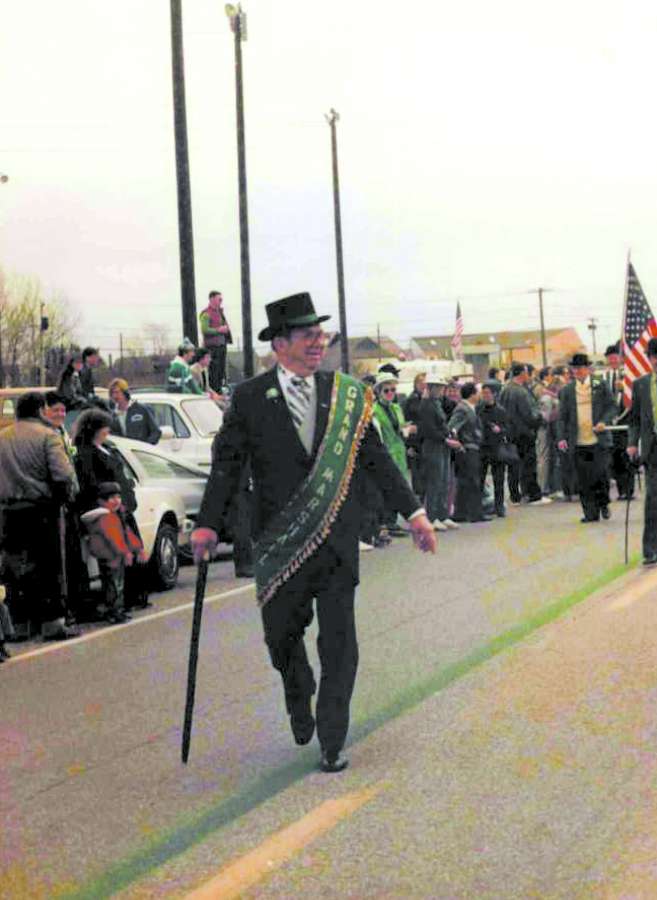 Photo of St. Patrick's Day Parade Grand Marshal Bill Becker on 3.17.1985